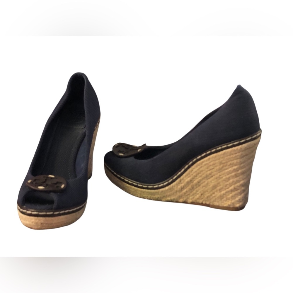 Tory Burch Blue Wedge Shoes with Espadrille Sole - Picture 6 of 9